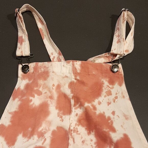 Planet Motherhood Coral Tie Dye Bib Short Overalls - Picture 3 of 11